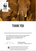WWF Adopt an Animal Certificate